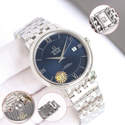 GT Factory Omega De Ville Co-Axial Chronometer 39.5MM Inhouse 2500 Movement Blue Face Wrist Watch